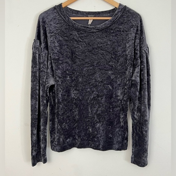 FREE PEOPLE Women’s Sz S WE THE FREE MILAN LAYERING DOLMAN SLEEVE VELVET Gray - Picture 3 of 8